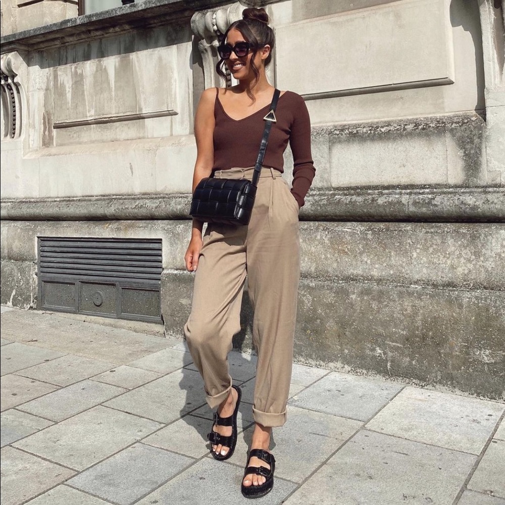 Zara Asymmetric Knit Top Chocolate - Picture 2 of 16